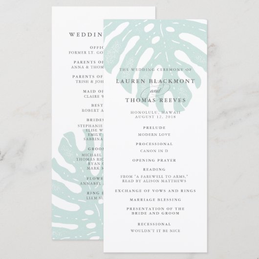 Vintage Tropen-Hochzeitsprogramme Programm (Vorne/Hinten)