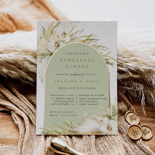 Vintage Tropen   Zeremonie Probe Abendessen Fossil Folieneinladung