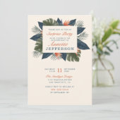 Vintage Tropenflora | Benutzerdefiniertes Party fü Einladung (Stehend Vorderseite)