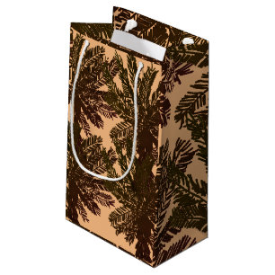 Vintage Tropeninsel Palm Blätter Brown & Green Kleine Geschenktüte
