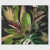 Vintage Tropenpalme, Banane, Pflanze, Golden Geschenkpapier (Flach)