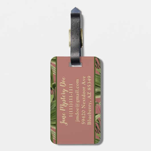 Vintage Tropenpalmen Gepäckanhänger (Rückseite vertikal)