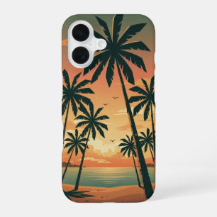 Vintage Tropenszene mit Palmen iPhone 16 Hülle