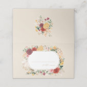 Vintage Tropical Boho Blume Wedding Tischnummer Platzkarte (Außenseite Aufgefaltet)