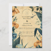 Vintage Tropical Botanical Wedding Einladung (Vorderseite)