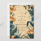 Vintage Tropical Botanical Wedding Save The Date (Vorderseite)