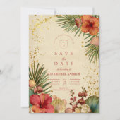 Vintage Tropical Floral Wedding Save The Date (Vorderseite)