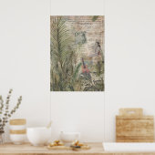 Vintage Tropical Leaves with Ukulele Poster (Küche)