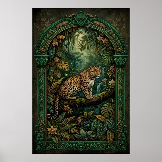Vintage Tropical Leopard Poster (Vorne)
