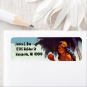 Vintage Tropical Palm Island Girl Address Labels (Insitu)