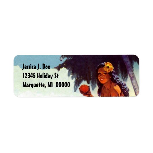 Vintage Tropical Palm Island Girl Address Labels (Vorne)
