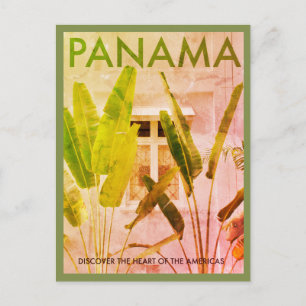 Vintage Tropical Panama Travel Postkarte