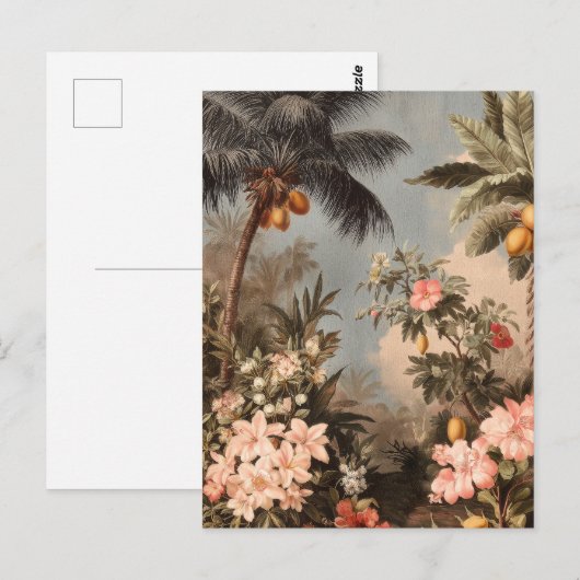Vintage Tropical Paradise with Palm Trees Postkarte (Vorne/Hinten)