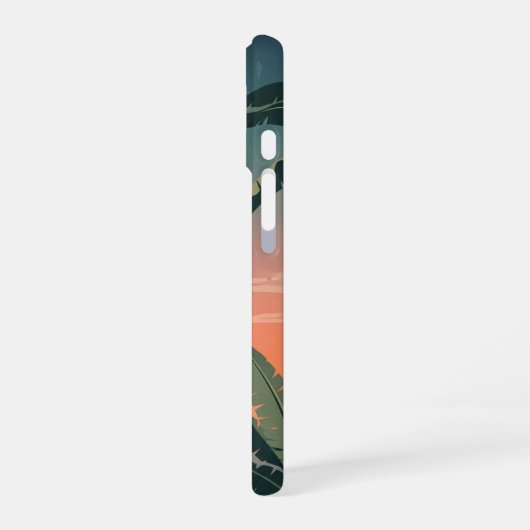 Vintage Tropical Sunset iPhone 16 Hülle (Linke Seite)