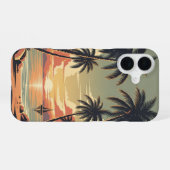 Vintage Tropical Sunset Scene iPhone 16 Hülle (Rückseite (Horizontal))