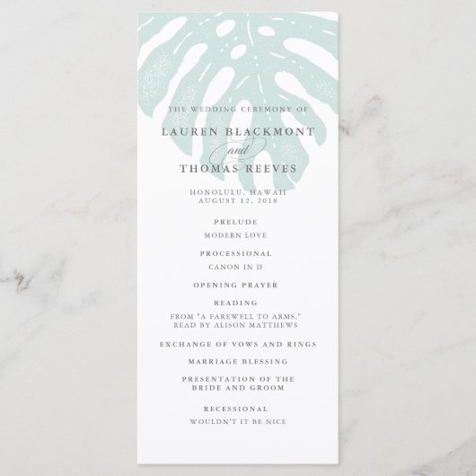 Vintage Tropics doppelseitiges Hochzeitsprogramm Programm (Vorderseite)