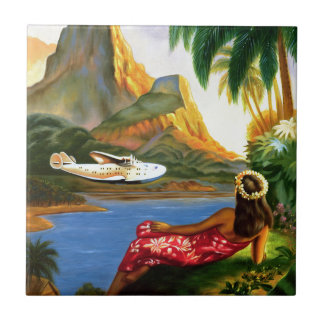 Vintage Tropisch Hawaiianisches Wasserflugzeug Pal Fliese