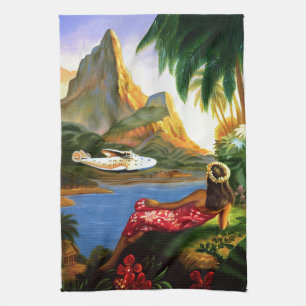 Vintage Tropisch Hawaiianisches Wasserflugzeug Pal Geschirrtuch