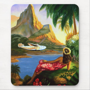 Vintage Tropisch Hawaiianisches Wasserflugzeug Pal Mousepad