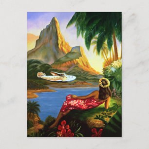 Vintage Tropisch Hawaiianisches Wasserflugzeug Pal Postkarte
