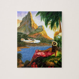 Vintage Tropisch Hawaiianisches Wasserflugzeug Pal Puzzle