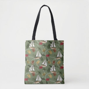 Vintage tropische Blätter, Boot- und Segelseilsee Tasche