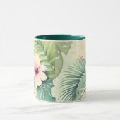 Vintage tropische Blume und Folien Tasse (Zentrum)