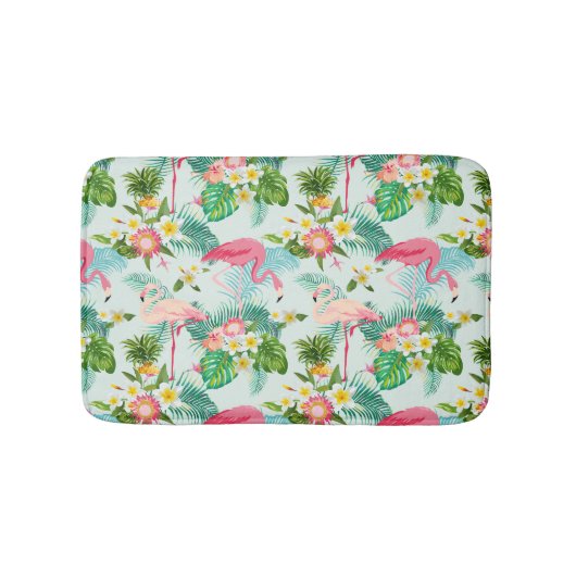 Vintage tropische Blume und Vögel Badematte (Vorderseite)