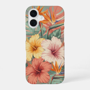 Vintage Tropische Blumen iPhone 16 Hülle