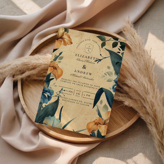 Vintage-Tropische Botanische Hochzeit Einladung