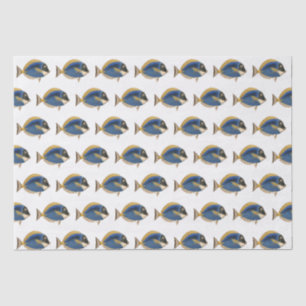 Vintage tropische Fischzeichnung Blau Gold Seidenpapier
