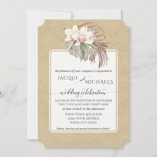 Vintage tropische Folienkraft Einladung (Vorderseite)