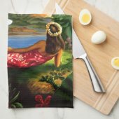 Vintage tropische hawaiische SeeFlugzeug-Palme Geschirrtuch (Viertel Falte)