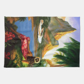 Vintage tropische hawaiische SeeFlugzeug-Palme Geschirrtuch (Horizontal)