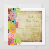 Vintage Tropische Hochzeit Fügen Sie Ihren Hinterg Einladung (Rückseite)