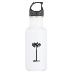 Vintage Tropische Insel Palmenbaum Vorlage Leer Trinkflasche