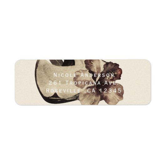 Vintage tropische Kokosnuss & Hibiskus Einladung (Vorne)