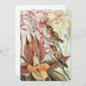 Vintage tropische Orchideen, Blume und Hummingvöge Einladung (Vorne/Hinten)