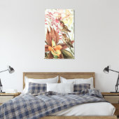 Vintage tropische Orchideen, Blume und Hummingvöge Leinwanddruck (Insitu (Schlafzimmer))