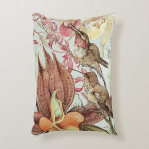 Vintage tropische Orchideen, Blumen und Kolibris Dekokissen