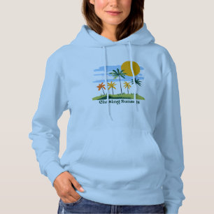 Vintage-Tropische-Palm-Bäume-Himmelblau-Erwachsene Hoodie