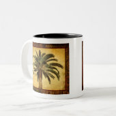 Vintage tropische Palme Zweifarbige Tasse (Vorderseite Links)