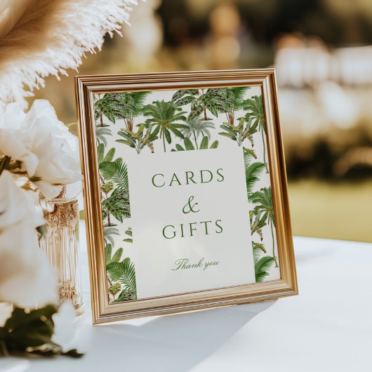 Vintage tropische Palmenbaumkarten und -geschenke Poster