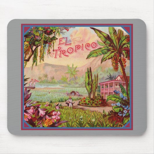 Vintage tropische Pflanze Mousepad (Vorne)