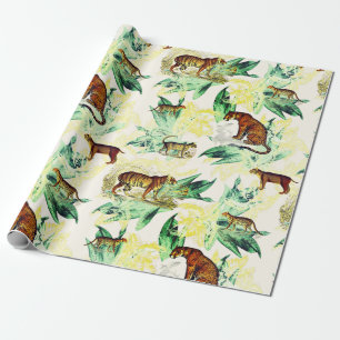Vintage tropische Safari Wildkatzen Tiger Leopard Geschenkpapier