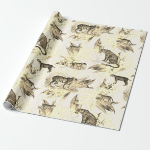 Vintage tropische Safari Wildkatzen Tiger Leopard Geschenkpapier