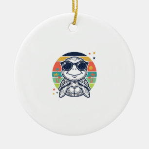 Vintage-Tropische-Sch Schildkröte-Sonnenbrille-Str Keramik Ornament