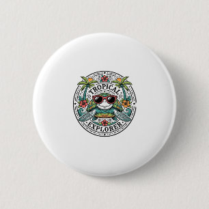 Vintage-Tropische-Seeschildkröten-Sonnenbrille-Gra Button