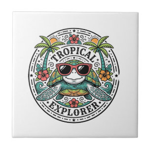 Vintage-Tropische-Seeschildkröten-Sonnenbrille-Gra Fliese