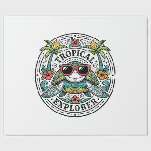 Vintage-Tropische-Seeschildkröten-Sonnenbrille-Gra Geschenkpapier